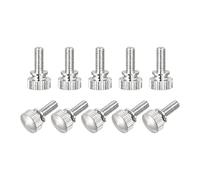 sourcing map Knurled Thumb Screws, M4x10mm Brass Shoulder Bolts Grip Knobs Fasteners, Nickel Plated 10Pcs