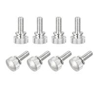 sourcing map Knurled Thumb Screws, M4x10mm Brass Shoulder Bolts Grip Knobs Fasteners, Nickel Plated 8Pcs