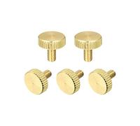 sourcing map Knurled Thumb Screws, M4x8mm Flat Brass Bolts Grip Knobs Fasteners for PC, Electronic, Mechanical 5Pcs