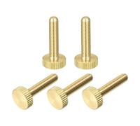 sourcing map Knurled Thumb Screws, M5x25mm Flat Brass Bolts Grip Knobs Fasteners for Home, Electronic, Machine 5Pcs