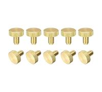sourcing map Knurled Thumb Screws, M5x8mm Flat Brass Bolts Grip Knobs Fasteners for PC, Electronic, Mechanical 10Pcs