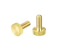 sourcing map Knurled Thumb Screws, M6x16mm Flat Brass Bolts Grip Knobs 18mm Dia. Fasteners for PC, Electronic, Mechanical 2Pcs