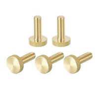 sourcing map Knurled Thumb Screws, M6x20mm Flat Brass Bolts Grip Knobs Fasteners for Home, Electronic, Machine 5Pcs