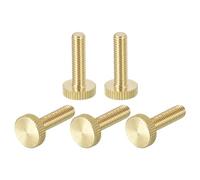 sourcing map Knurled Thumb Screws, M6x25mm Flat Brass Bolts Grip Knobs Fasteners for Home, Electronic, Machine 5Pcs