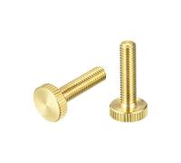sourcing map Knurled Thumb Screws, M6x25mm Flat Brass Bolts Grip Knobs Fasteners for PC, Electronic, Mechanical 2Pcs