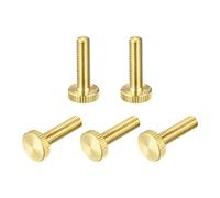 sourcing map Knurled Thumb Screws, M6x25mm Flat Brass Bolts Grip Knobs Fasteners for PC, Electronic, Mechanical 5Pcs