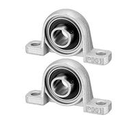 sourcing map KP001 Pillow Block Bearing, 12mm Bore Diameter, Zinc Alloy/Chrome Steel, Set Screw Lock (Pack of 2)