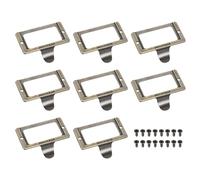 sourcing map Label Frame Card Holder Pull (59x44mm) 8pcs, Zinc Alloy Label Holder Pull Handles with Screws - for Dresser Drawer, Bronze Tone