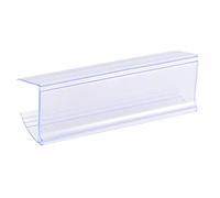 sourcing map Label Holder 80x28mm Clip on Shelf Clear Blue Plastic for Wire Shelving, Pack of 20