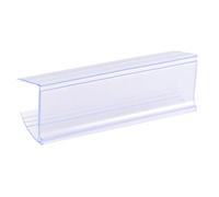 sourcing map Label Holder 80x28mm Clip on Shelf Clear Blue Plastic for Wire Shelving, Pack of 25