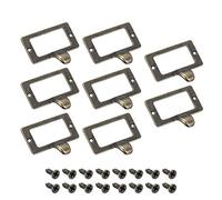 sourcing map Label Holder Pull Handles, Vintage Zinc Alloy Label Frame Drawer Knobs for Cabinet Cupboard, Bronze Tone 59x44mm Pack of 8 w Screws