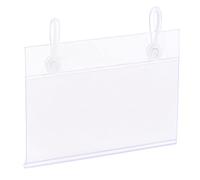 sourcing map Label Holder with Hanging Buckle 80x55mm Clear Plastic for Wire Shelf, Pack of 25