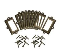 sourcing map Label Holders, 107x60mm 10Pcs 3 Hole File Name Card Tag Label Holder Frame for Office Library Drawer Cabinet Shelves, Bronze Tone