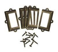 sourcing map Label Holders, 107x60mm 5Pcs 3 Hole File Name Card Tag Label Holder Frame for Office Library Drawer Cabinet Shelves, Bronze Tone