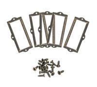 sourcing map Label Holders, 90x42mm 5Pcs 3 Hole File Name Card Tag Label Holder Frame for Office Library Drawer Cabinet Shelves, Bronze Tone