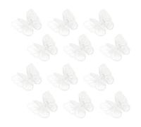 sourcing map Lace Organza Butterfly Patches, 1.8x1.6 in Embroidery Butterfly Sew Iron on Patch Badge Double Layer Organza Appliques with Bead for Bridal Wedding Dress Clothes, 12pcs, White