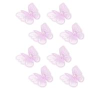 sourcing map Lace Organza Butterfly Patches, 1.8x1.6 in Embroidery Butterfly Sew Iron on Patch Badge Double Layer Organza Appliques with Bead for Bridal Wedding Dress Clothes, 8pcs, Purple