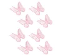 sourcing map Lace Organza Butterfly Patches, 2.4x2.2 in Embroidery Butterfly Sew Iron on Patch Badge Double Layer Organza Appliques for Bridal Wedding Dress Clothes, 8pcs, Light Pink