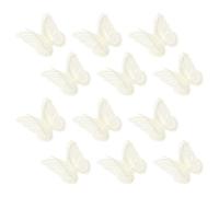 sourcing map Lace Organza Butterfly Patches, 2.4x2.2 in Embroidery Butterfly Sew Iron on Patch Badge Double Layer Organza Appliques for Bridal Wedding Dress Clothes, 12pcs, Beige