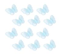 sourcing map Lace Organza Butterfly Patches, 2x1.6 in Embroidery Butterfly Sew Iron on Patch Badge Double Layer Organza Appliques for Bridal Wedding Dress Clothes, 12pcs, Light Blue
