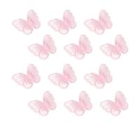 sourcing map Lace Organza Butterfly Patches, 2x1.6 in Embroidery Butterfly Sew Iron on Patch Badge Double Layer Organza Appliques for Bridal Wedding Dress Clothes, 12pcs, Light Pink