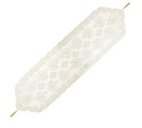 sourcing map Lace Table Runner, 53 x 14 Inch Crochet Table Runner Dresser Scarf, Desk Dresser Scarf Vintage Lace Cloth with Tassels for Wedding Party Bedroom Furniture Decoration, Beige-WX-1010