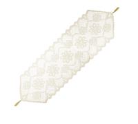 sourcing map Lace Table Runner, 53 x 14 Inch Crochet Table Runner Dresser Scarf, Desk Dresser Scarf Vintage Lace Cloth with Tassels for Wedding Party Bedroom Furniture Decorations, Beige-WX-525