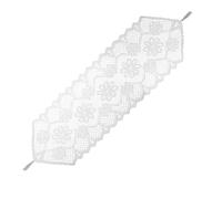 sourcing map Lace Table Runner, 53 x 14 Inch Crochet Table Runner Dresser Scarf, Desk Dresser Scarf Vintage Lace Cloth with Tassels for Wedding Party Bedroom Furniture Decorations, White-WX-525