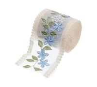 sourcing map Lace Trim 5 Yards 3.5 Inch Flower Lace Ribbons for Craft Gift Package Decoration Wedding Headbands Blue