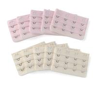sourcing map Ladie's 3 x 4 Hooks Bra Strap Extensions Elastic Clip on Bra Band Extenders Multi Color Beige-Pink 3 Rows 4 Hooks 10 Pcs