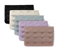 sourcing map Ladie's 3 x 4 Hooks Bra Strap Extensions Elastic Clip on Bra Band Extenders Multi Color Mixed-color 3 Rows 4 Hooks 5 Pcs
