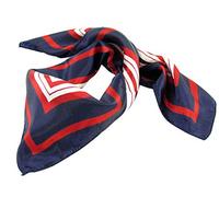 sourcing map Lady Dark Blue Red White Stripe Print Kerchief Square Small Neck Scarf Wrap Dark Blue Red White 50 x 50cm/ 19.68 x 19.68inches(L*W)