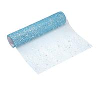 sourcing map Lake Blue Table Runner Roll, 11" x 30 Feet Sequin Foil Metallic Mesh Table Runner Decor Sparkle Foil Thin Table Decoration Centerpiece for Wedding Birthday Party Christmas