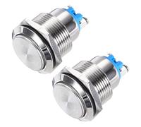 sourcing map Latching Metal Push Button Switch 19mm Mounting Dia 1NO Silver LED Light, High Head, 2pcs