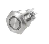 sourcing map Latching Metal Push Button Switch 22mm Mounting Dia DPDT 2NO 2NC 24V Blue LED Light