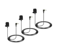 sourcing map Lavalier Lapel Microphone, 3.5mm Elbow Mono Condenser Collar Microphone 1.5m Wired Unidirectional Condenser Mini Lapel Mic for Teachers Presenters Pack of 3