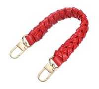 sourcing map Leather Braided Purse Handle, 1Pc 31cm/12.2" Short Red Leather PU Braided Purse Strap Replacement Handle with Gold Buckles for Underarm Bags, Handbags, Bucket Bags