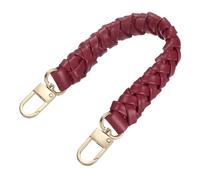 sourcing map Leather Braided Purse Handle, 1Pc 31cm/12.2" Short Wine Red Leather PU Braided Purse Strap Replacement Handle with Gold Buckles for Underarm Bags, Handbags, Bucket Bags