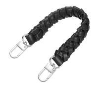 sourcing map Leather Braided Purse Handle, 1Pc 31mm/12.2" Short Black Leather PU Braided Purse Strap Replacement Handle with Silver Buckles for Underarm Bags, Handbags, Bucket Bags