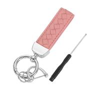 sourcing map Leather Car Keychain, Universal Key Chain with Anti-Lost D Ring and Silver Key Ring for Key Fob for Women, Men, Pink