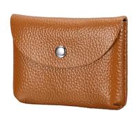 sourcing map Leather Coin Purse, Small Coin Pouch, Portable Pocket Pouch Change Purse Wallet Snap Closure for Women Men Credit Card Folded Bills Key Lip Balm, Brown