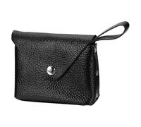 sourcing map Leather Coin Purse, Small Coin Pouch, Portable Pocket Pouch Change Purse Wallet Snap Closure with Handle for Women Men Credit Card Folded Bills Key Lip Balm, Black