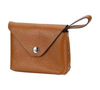 sourcing map Leather Coin Purse, Small Coin Pouch, Portable Pocket Pouch Change Purse Wallet Snap Closure with Handle for Women Men Credit Card Folded Bills Key Lip Balm, Brown