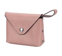 sourcing map Leather Coin Purse, Small Coin Pouch, Portable Pocket Pouch Change Purse Wallet Snap Closure with Handle for Women Men Credit Card Folded Bills Key Lip Balm, Light Pink
