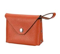 sourcing map Leather Coin Purse, Small Coin Pouch, Portable Pocket Pouch Change Purse Wallet Snap Closure with Handle for Women Men Credit Card Folded Bills Key Lip Balm, Orange
