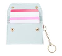 sourcing map Leather Credit Card Holder, Slim Pocket Wallet for Women for Men with Detachable Keychain, Multi-Functional Dual-snap Card Organizer for ID & Cards(Light Blue)