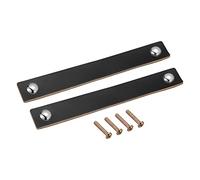 sourcing map Leather Drawer Pulls, 6.7" 2Pcs Leather Furniture Handle Drawer Knobs Pulls with Screws for Dressers Drawers Cabinet Suitcase, Black/Silver