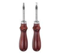 sourcing map Leather Edge Bevelers Tool 2# 1mm & 4# 1.4mm Steel Skiver Leather Tool Leather Edge Skiving DIY Craft Tool Edge Trimmer Cutting with Wooden Handle for Leather Edger Thinning