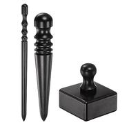 sourcing map Leather Edge Burnisher Tool 3 Type Black Ebony Wood 4 Grooves Slim Stick & Round Head & Cube Wood Edge Slicker Leather Burnishing Tool for Polished Edges Craft Leathercraft Working
