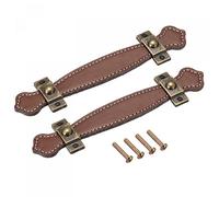 sourcing map Leather Handle, 7.6" 2Pcs Surface Leather Furniture Handles, Door Handle Strap Suitcase Dresser Drawer Knobs Pulls Replacement, Brown